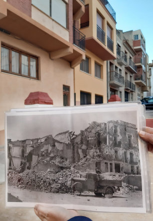 Benassal despues de uno de los bombardeos y en la actualidad.