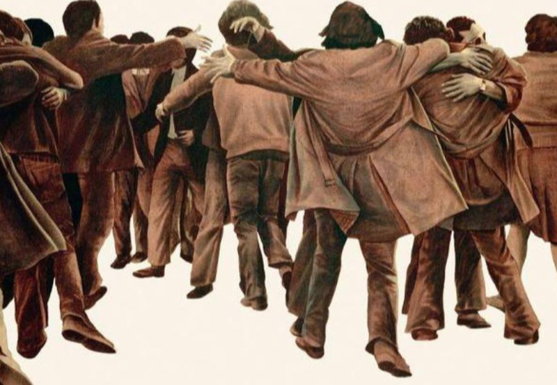 Segmento de la obra de Juan Genovés «El abrazo»