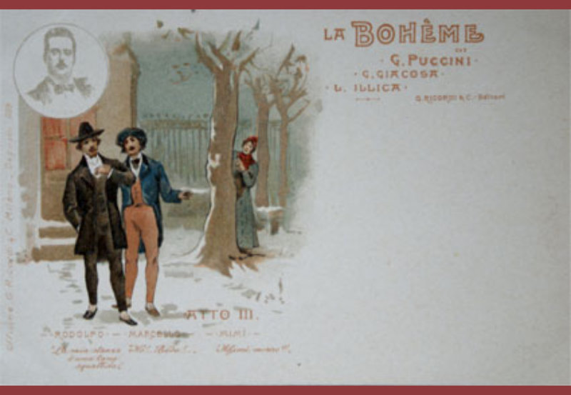 Postal comercial de La Boheme.