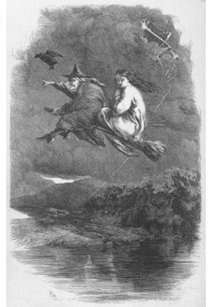 Ilustración del libro "Las brujas de Lancashire" de William Harrison Ainsworth, por el artista John Gilbert (1854).
