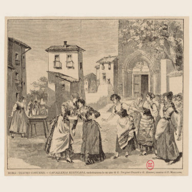 Cavalleria Rusticana. Ilustración de 1890. Estreno. Teatro Costanzi. Roma.