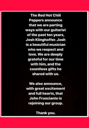 John Frusciante conforma junto a Flea, Anthony Kiedis y Chad Smith el núcleo medular de su sonido e historia.